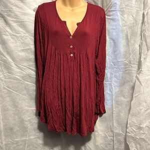 Chic Maroon Button-Front Tunic